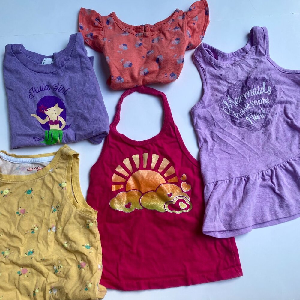 LOT- Girls size 3T bundle of 10 Tanks & Short sleeve T-Shirts Tops